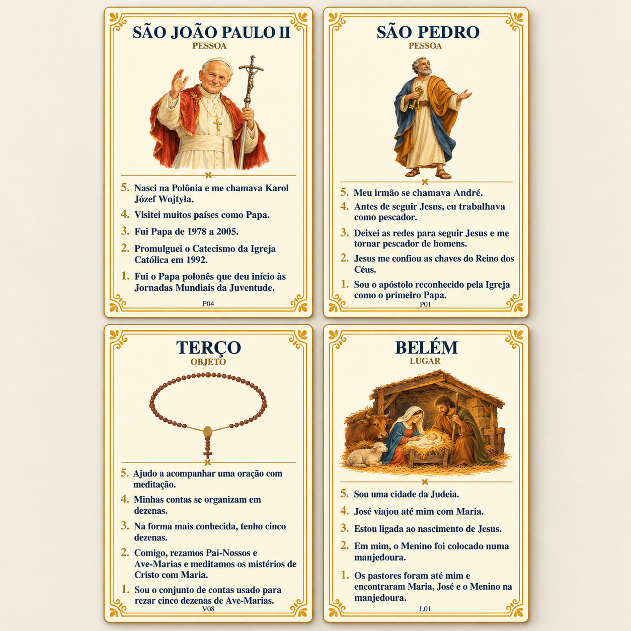 Cartas de São João Paulo II, São Pedro, Terço e Belém.